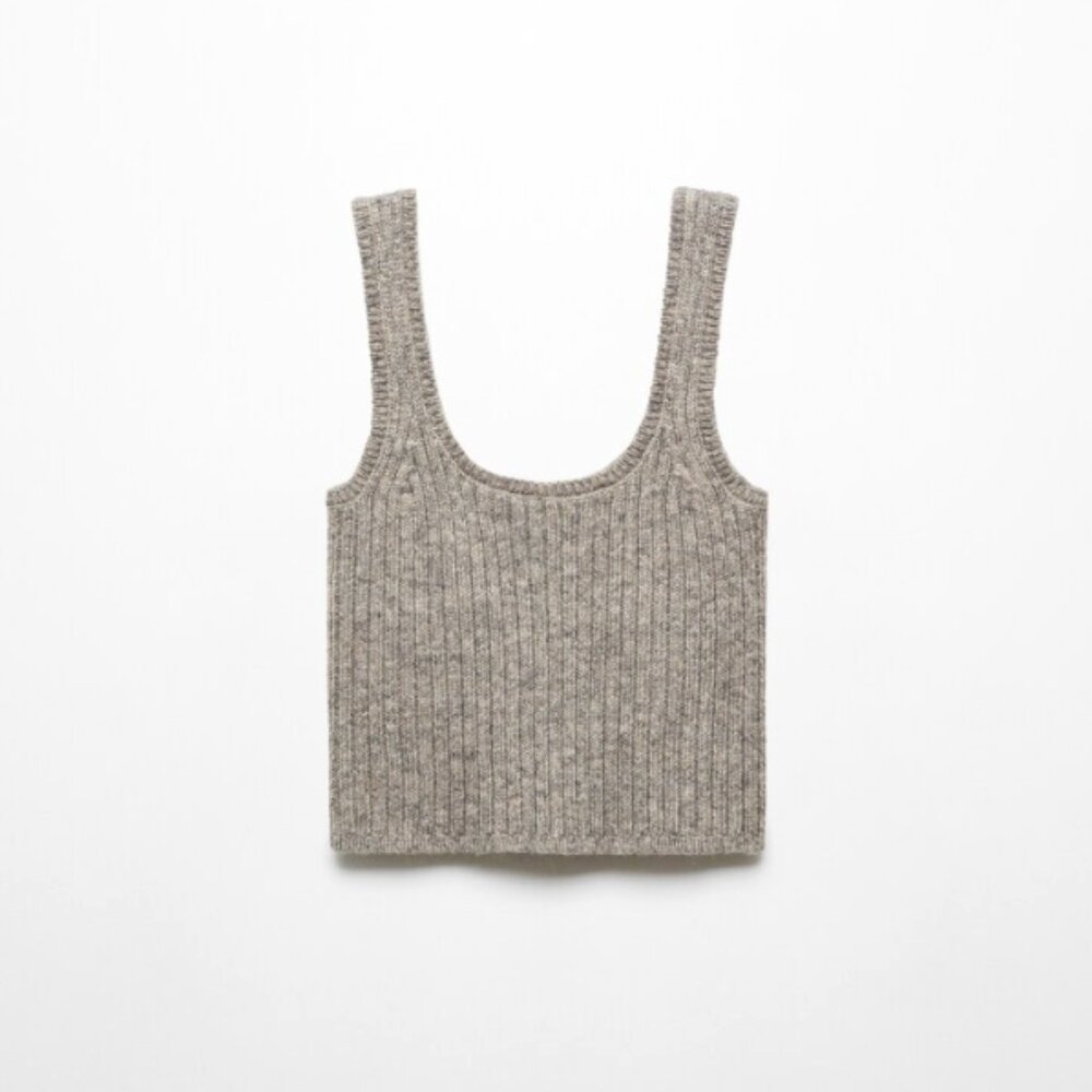 Mango Ribbed Sweater Vest Beige